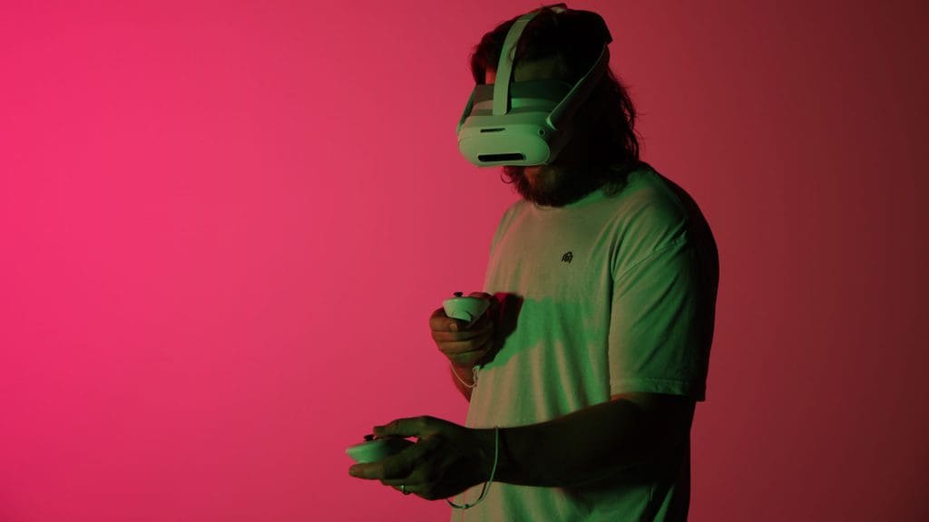 Someone playing on a VR headset
