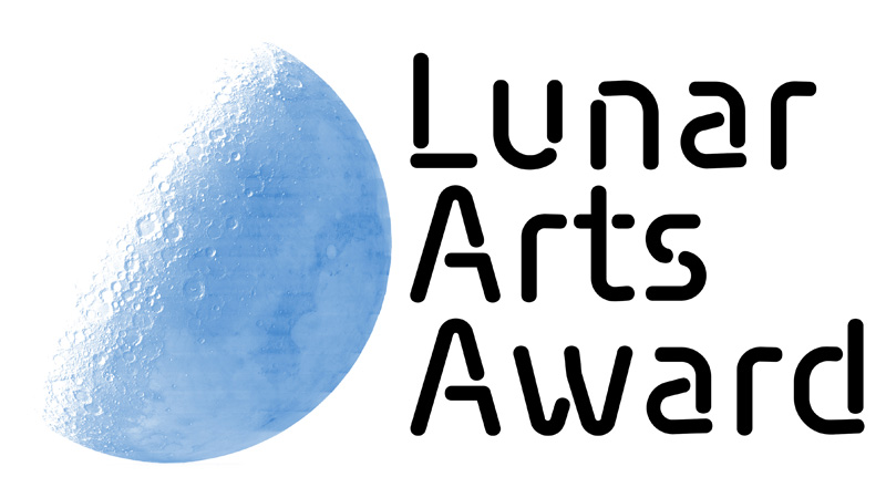 Lunar Arts Award logo featuring blue half moon and decorative text